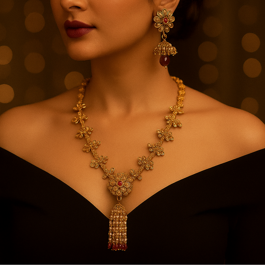 JewelMaze AD Stone Copper Necklaces Set