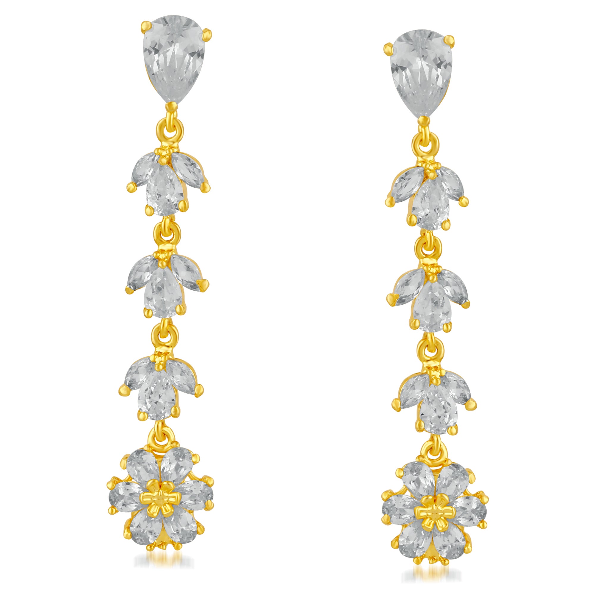 JeweLMaze Gold Plated AD Stone Dangler Earrings