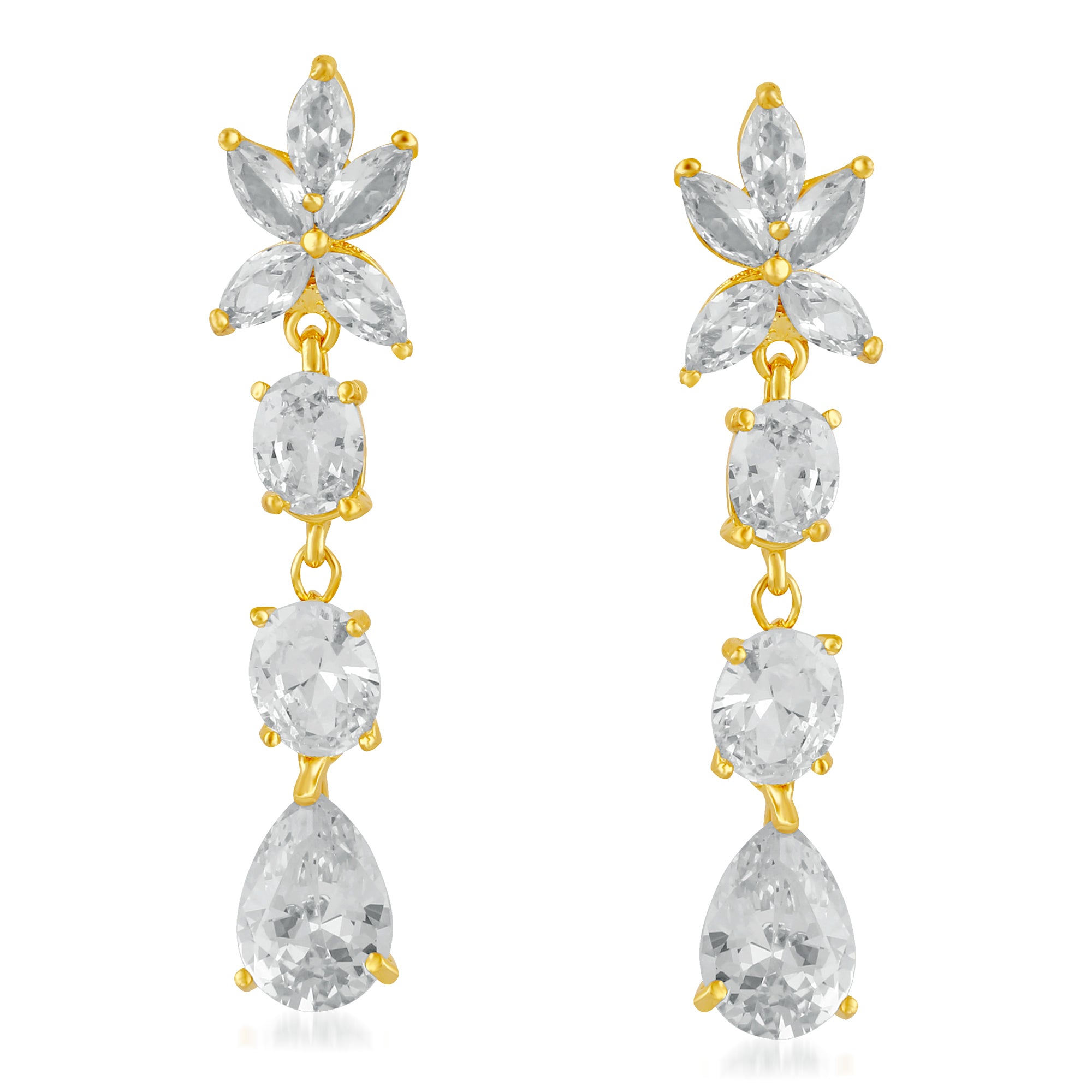 JeweLMaze AD Stone Gold Plated Dangler Earrings