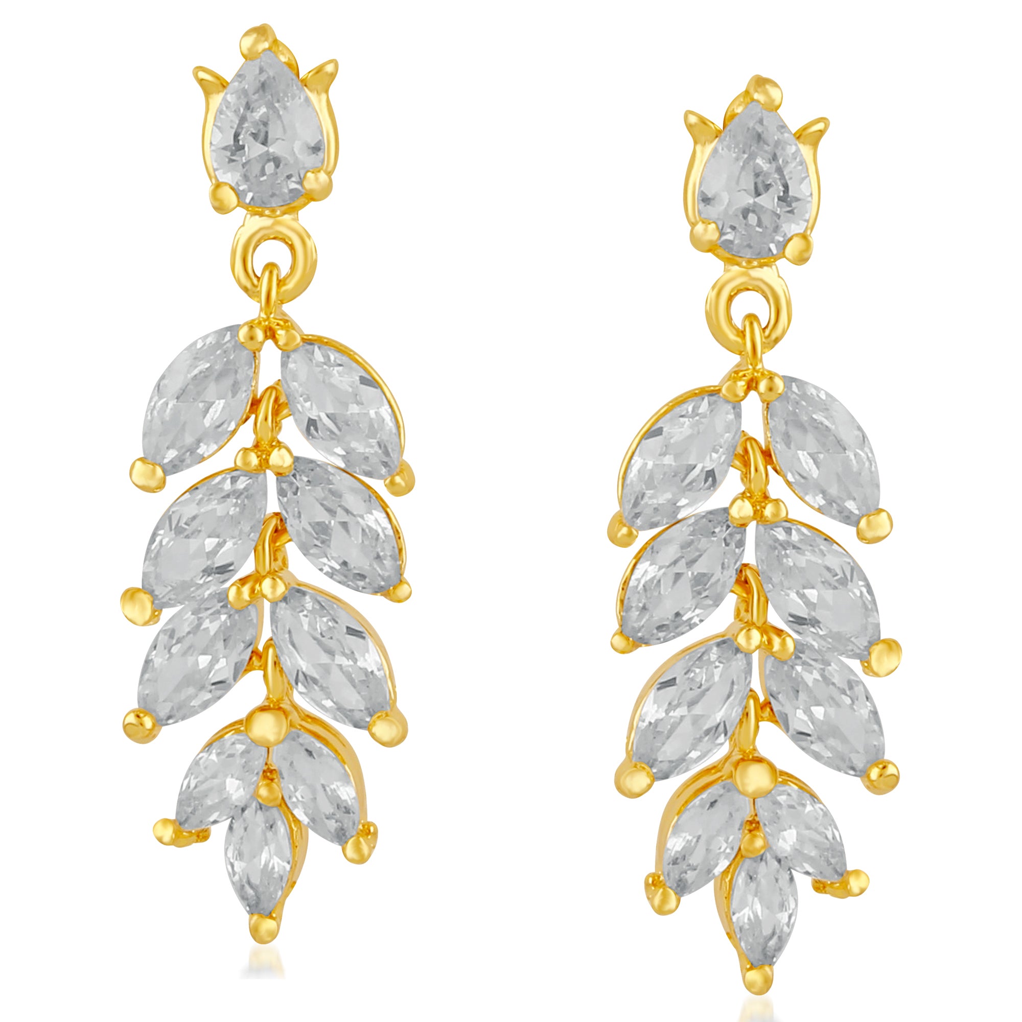 JeweLMaze Gold Plated AD Stone Dangler Earrings
