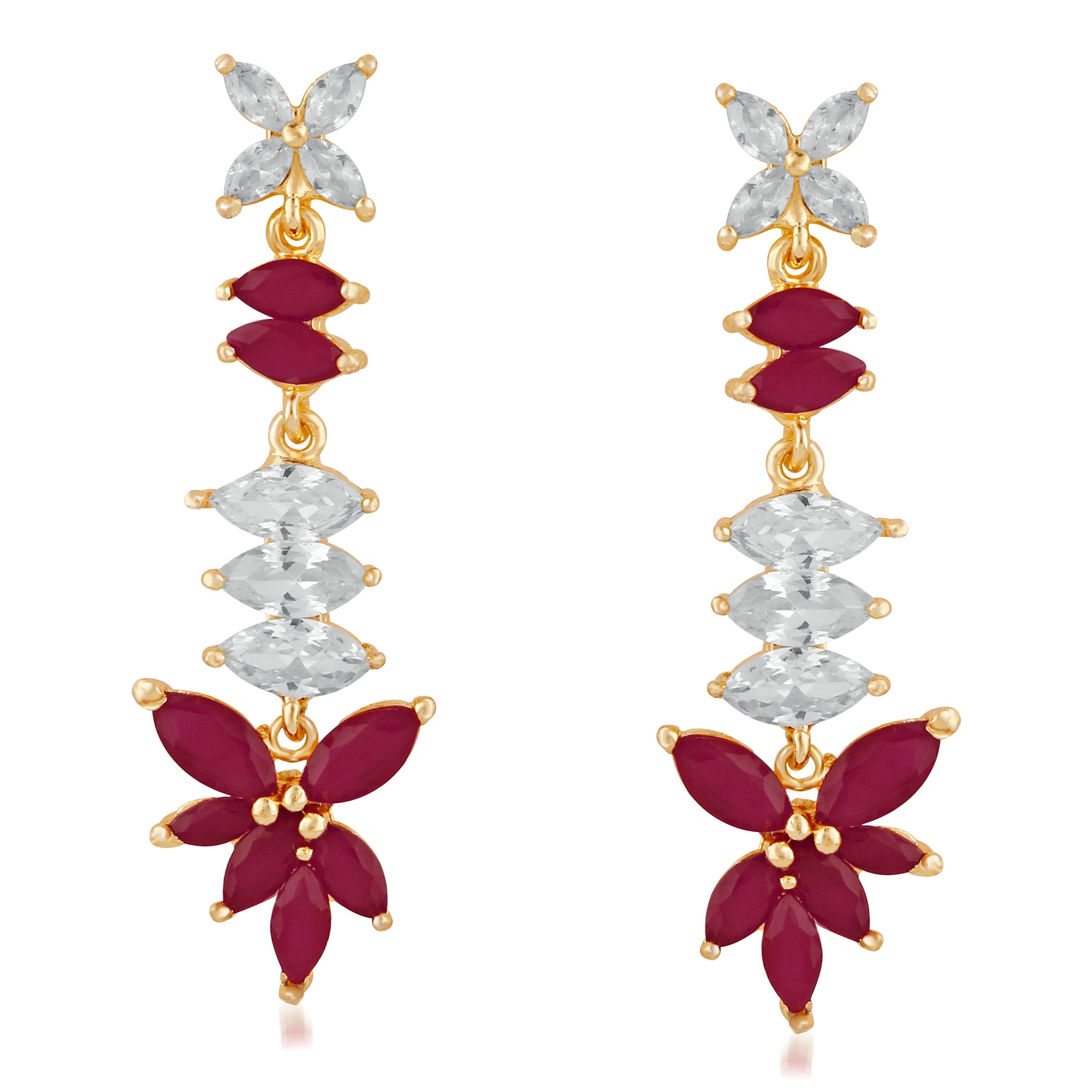 JeweLMaze Gold Plated American Diamond Stone Dangler Earrings
