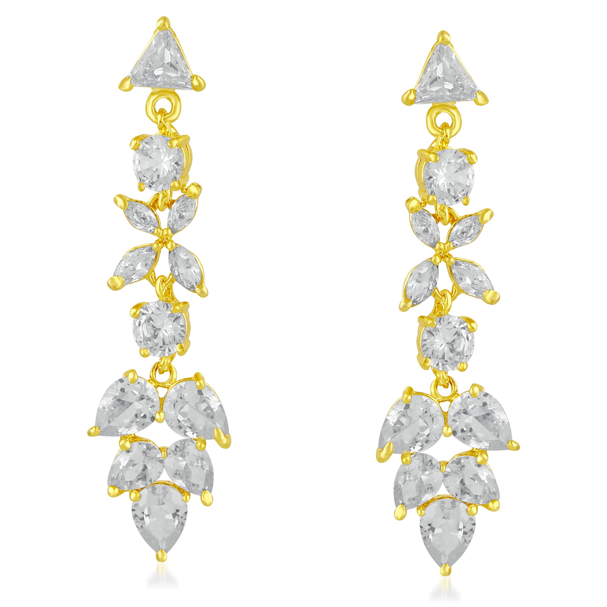 JeweLMaze Gold Plated AD Stone Dangler Earrings