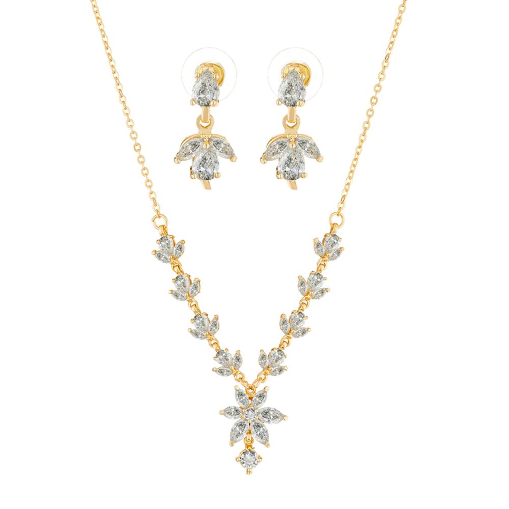 JeweLMaze Gold Plated AD Stone Necklace Set