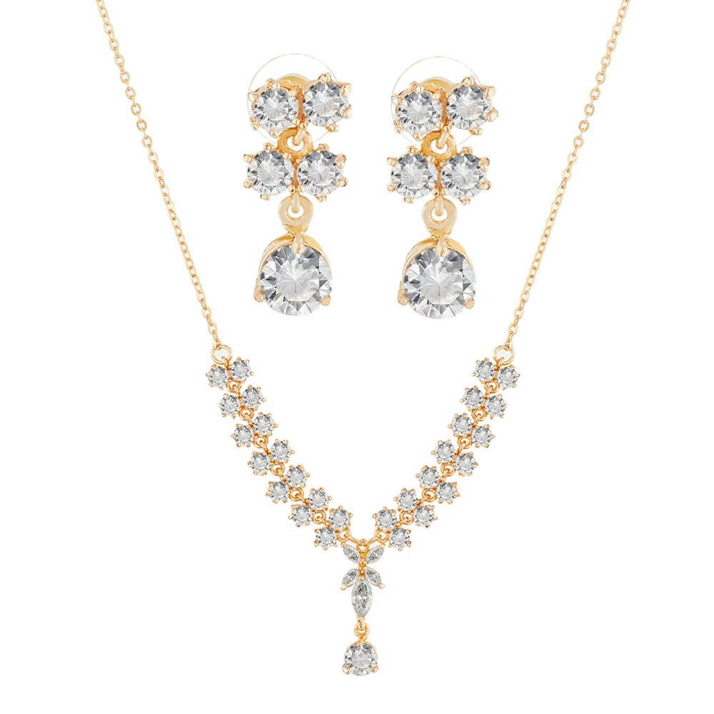 JeweLMaze Gold Plated AD Stone Necklace Set