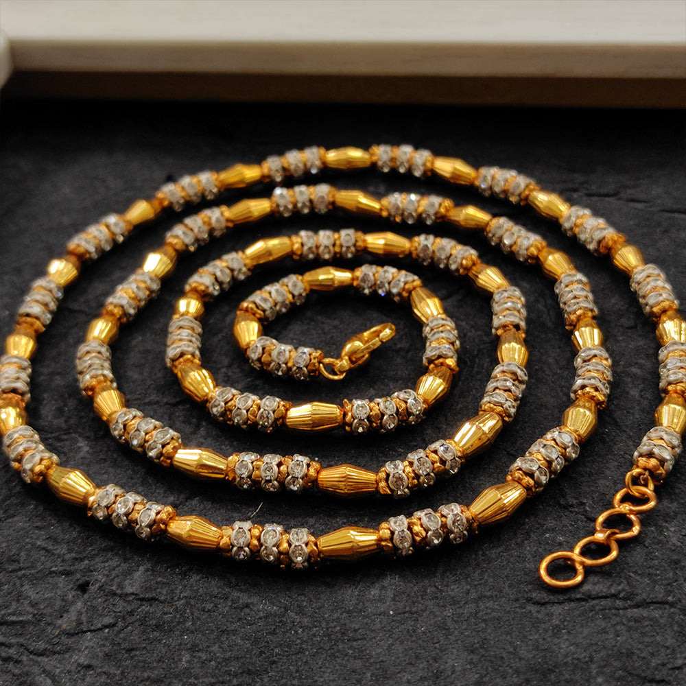JewelMaze Gold Plated Stone Chain