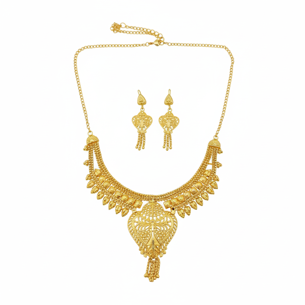 Jewelmaze Elegant Forming Gold Necklace Set Traditional Jewelry for Women Perfect for Weddings