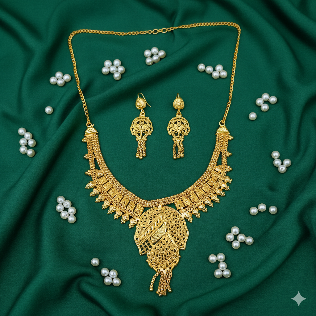 Jewelmaze Elegant Forming Look Necklace Set Traditional Jewelry for Women