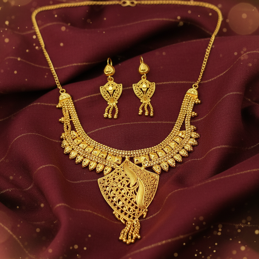 Jewelmaze Elegant Forming Look Necklace Set Traditional Jewelry for Women