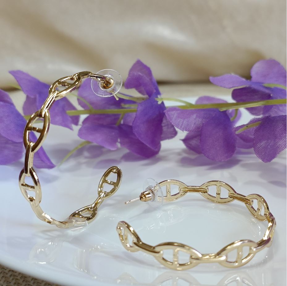 JewelMaze Gold Plated CD Style Fashion Hoop Earring