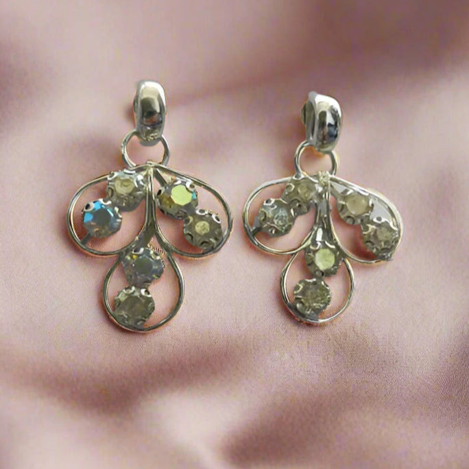 JewelMaze Silver Plated Crystal Stone Dangler Earrings