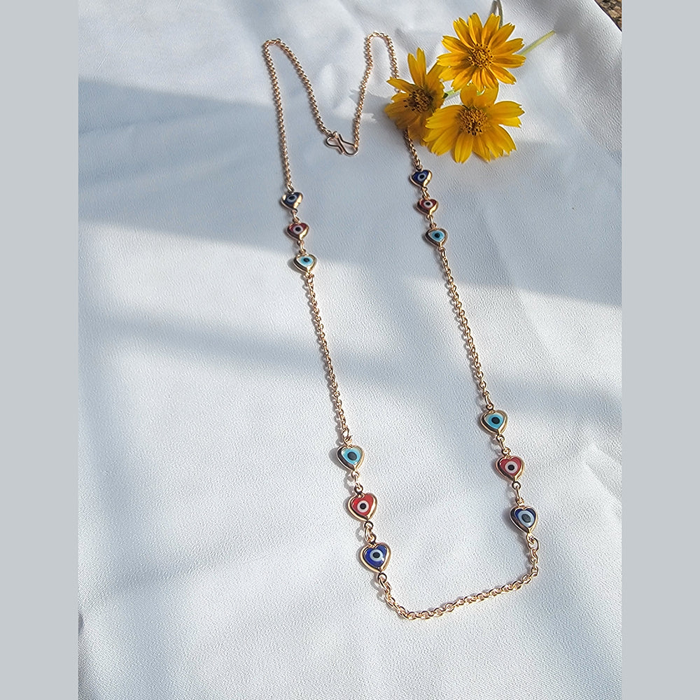 Mahi Rose Gold Plated Plated Multicolor Evil Eye and Heart Necklace for Women (PS1101861ZMul)