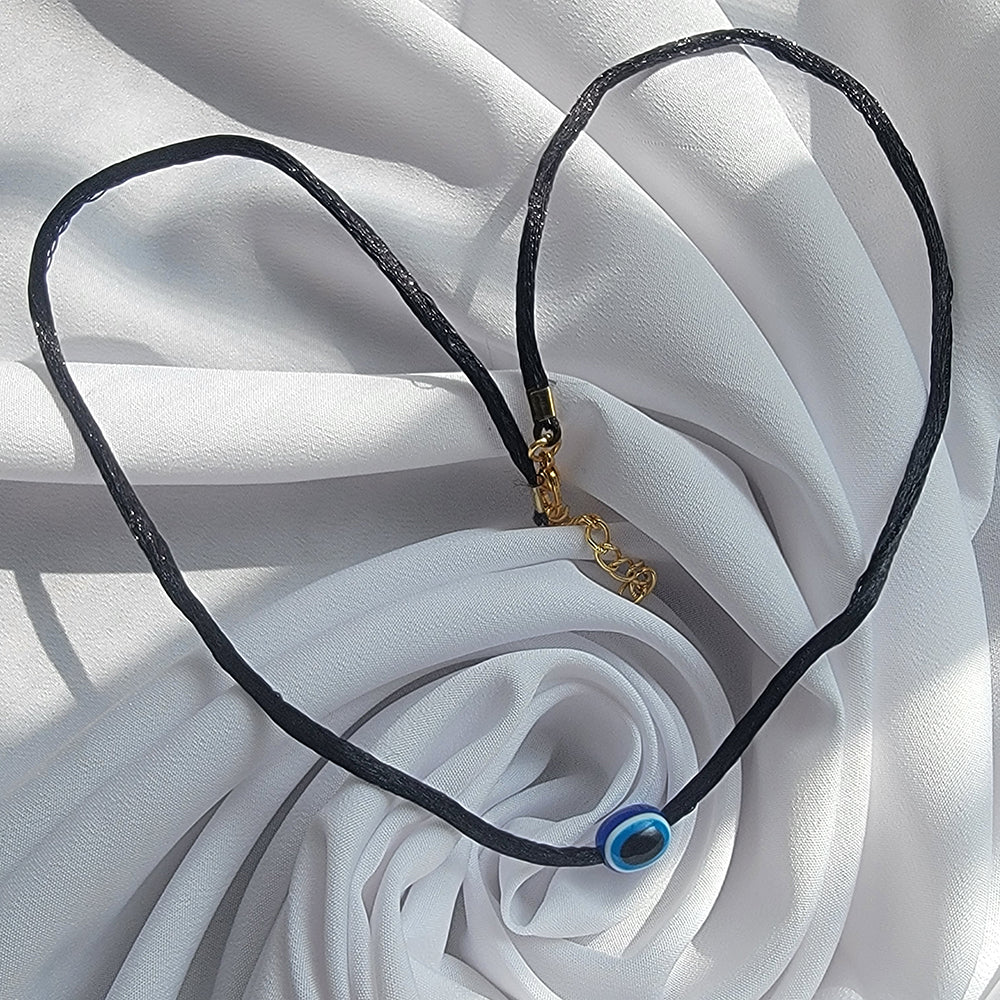 Mahi Gold Plated Evil Eye Adjustable Rope Necklace for Women (PS1101862G)