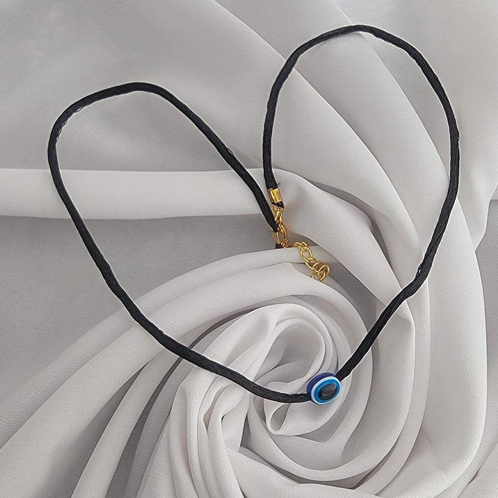 Mahi Gold Plated Evil Eye Adjustable Rope Necklace for Women (PS1101862G)
