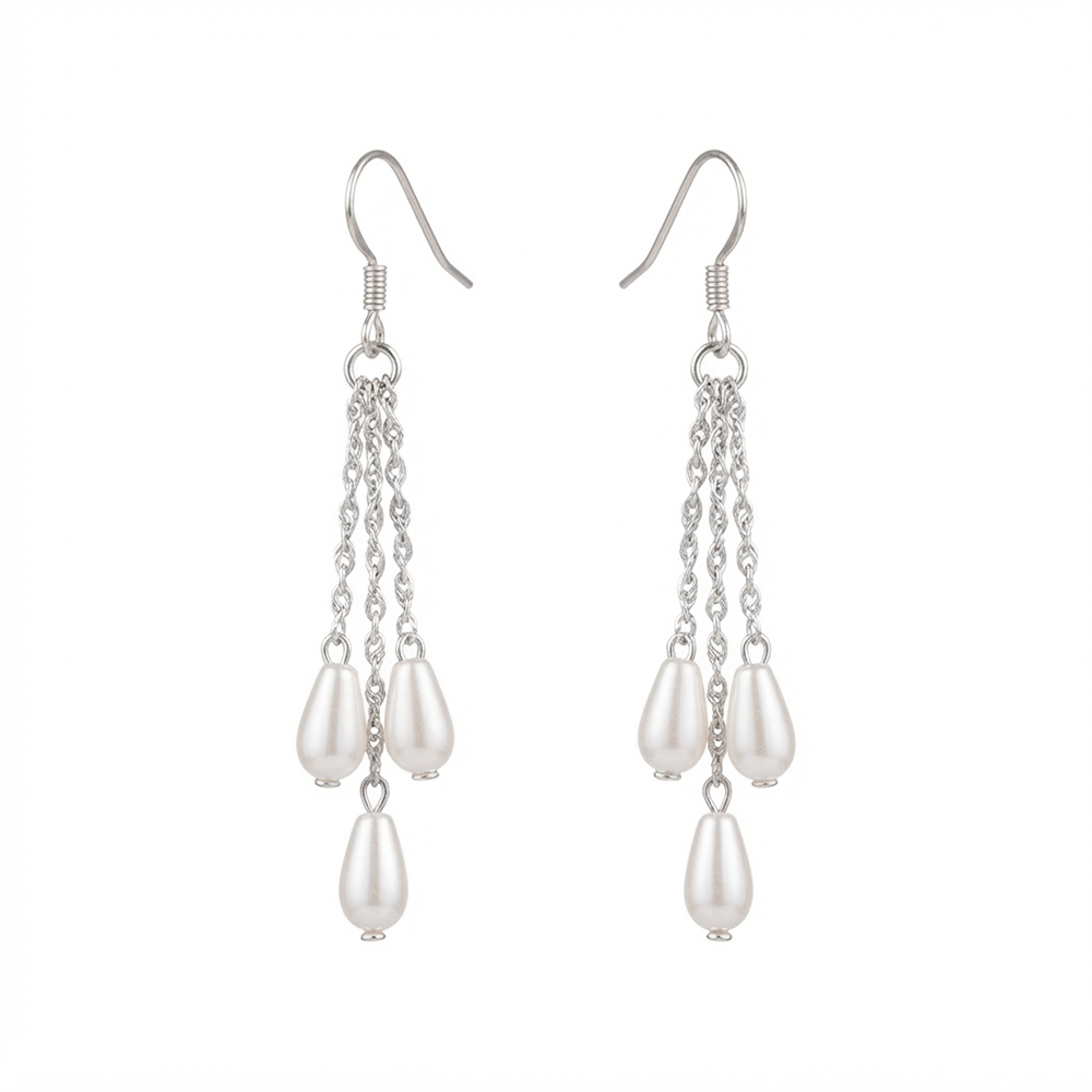 JewelMaze Modern Dangler earrings with pearl Drop