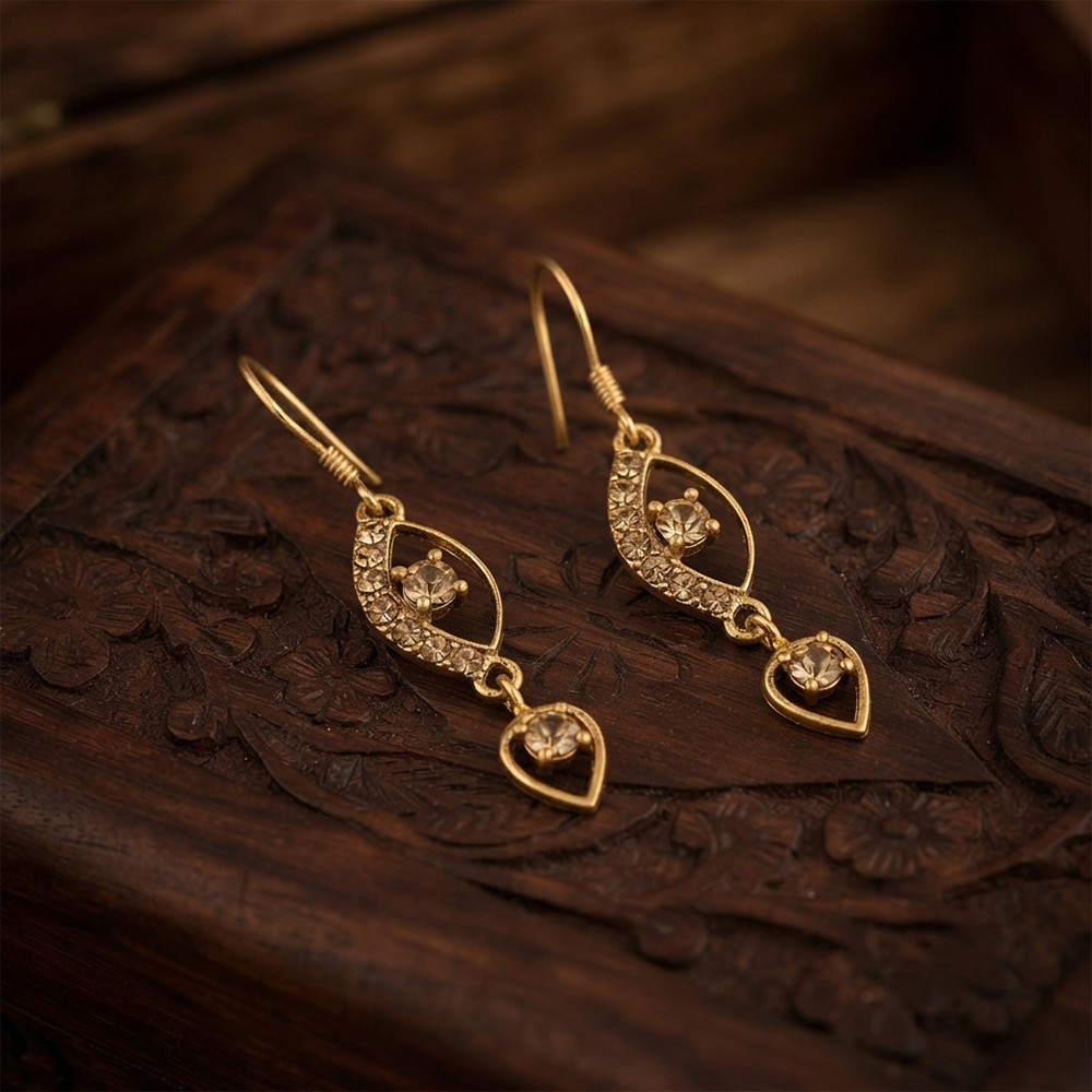 JewelMaze Magnificent Gold Plated Crystal Stone Dangler Earrings for Women