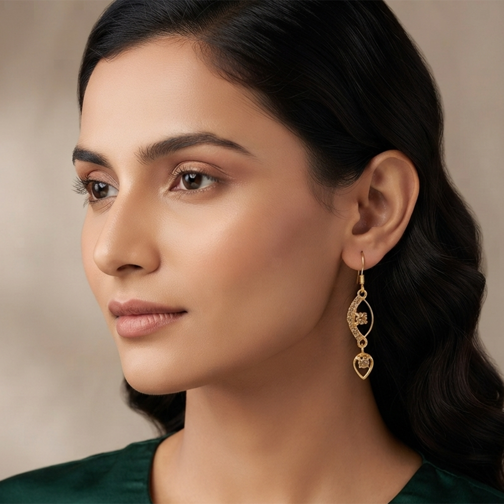 JewelMaze Magnificent Gold Plated Crystal Stone Dangler Earrings for Women