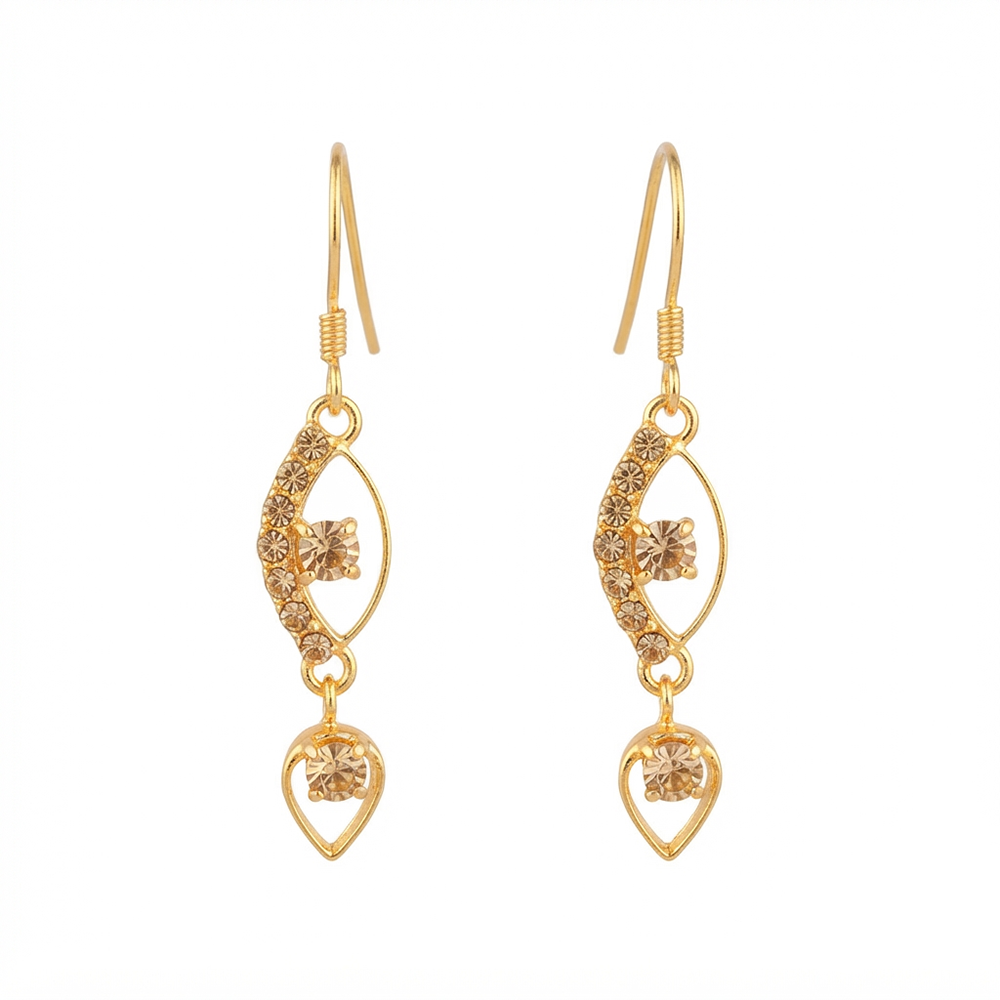 JewelMaze Magnificent Gold Plated Crystal Stone Dangler Earrings for Women