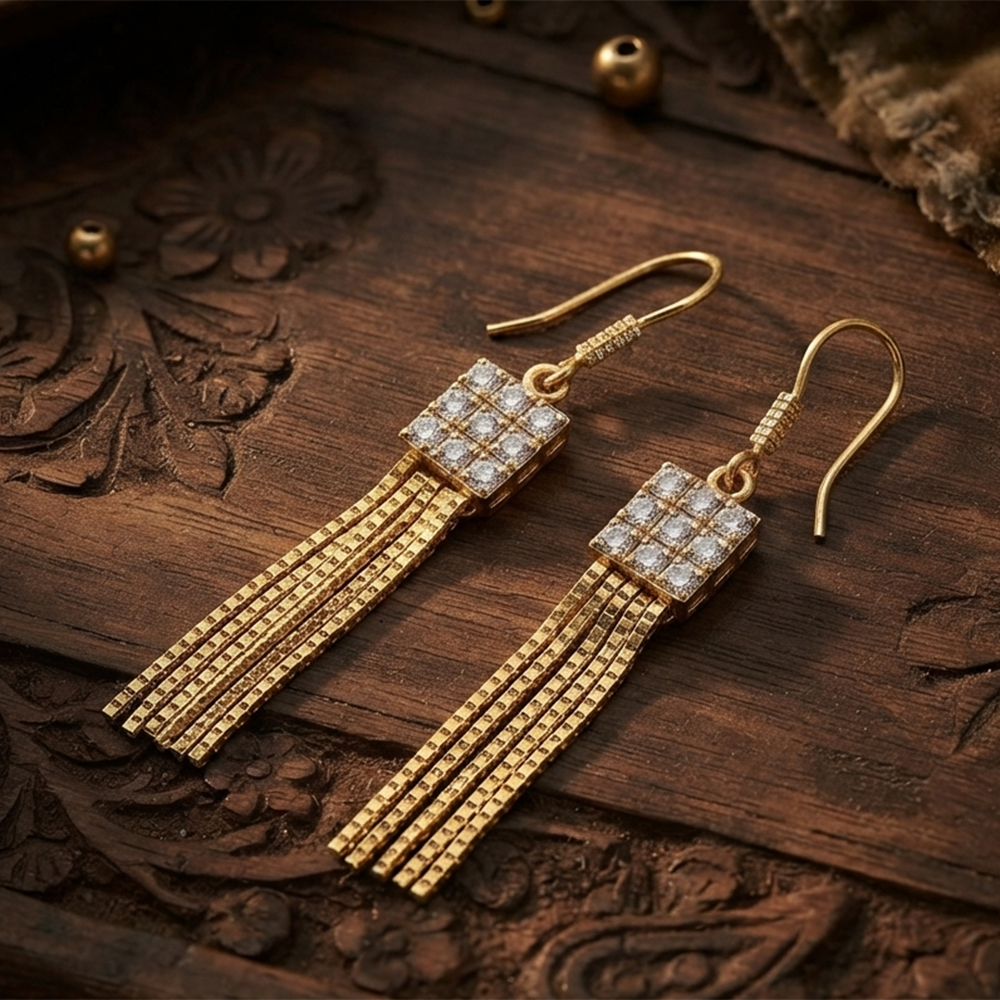 JewelMaze Magnificent Gold Plated Crystal Stone Dangler Earrings for Women