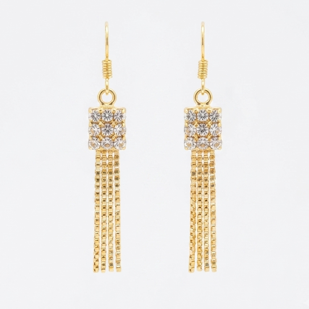JewelMaze Magnificent Gold Plated Crystal Stone Dangler Earrings for Women