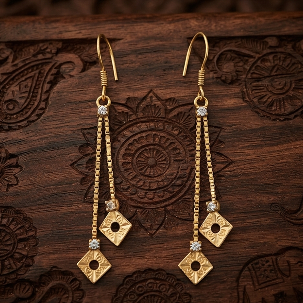 JewelMaze Magnificent Gold Plated Crystal Stone Dangler Earrings for Women