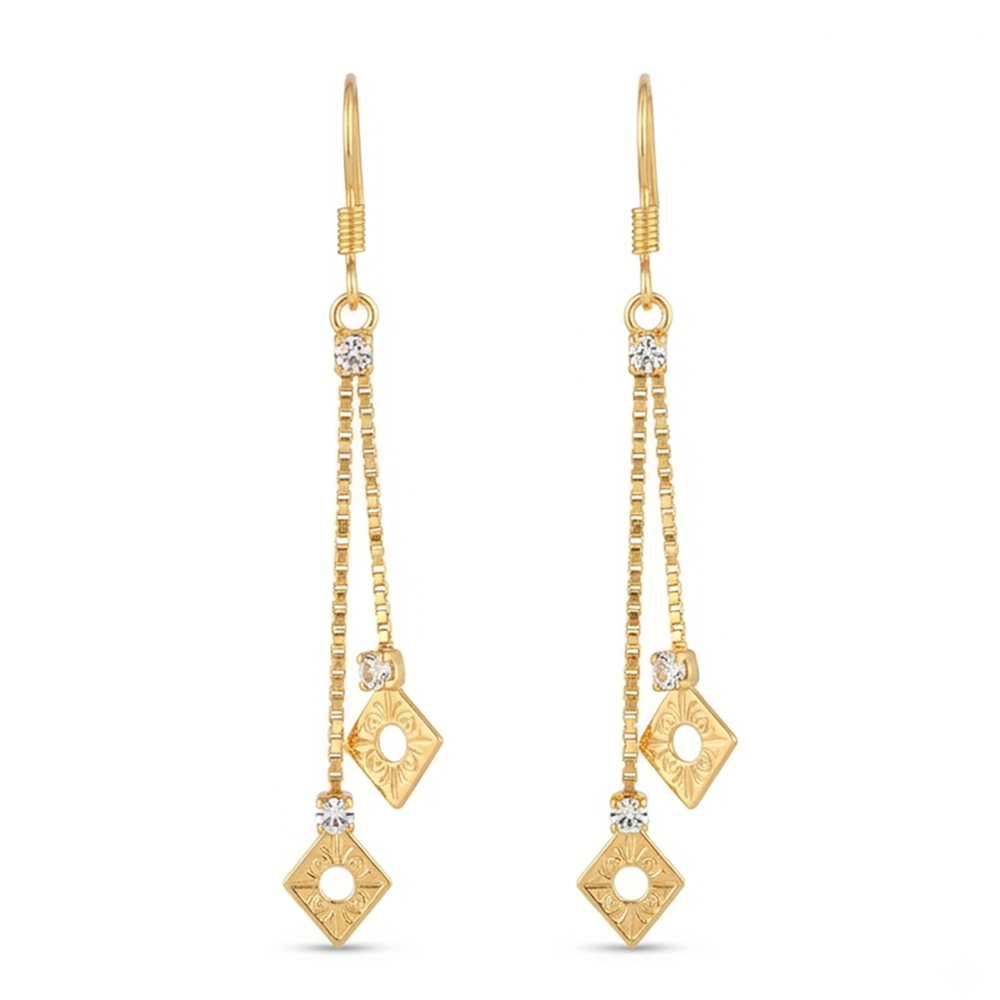 JewelMaze Magnificent Gold Plated Crystal Stone Dangler Earrings for Women