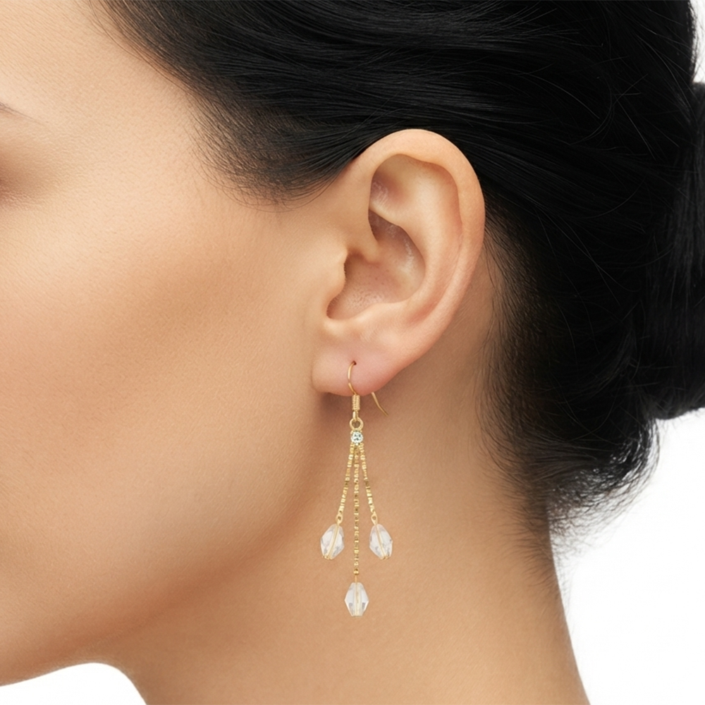 JewelMaze Magnificent Gold Plated Pearl Dangler Earrings for Women