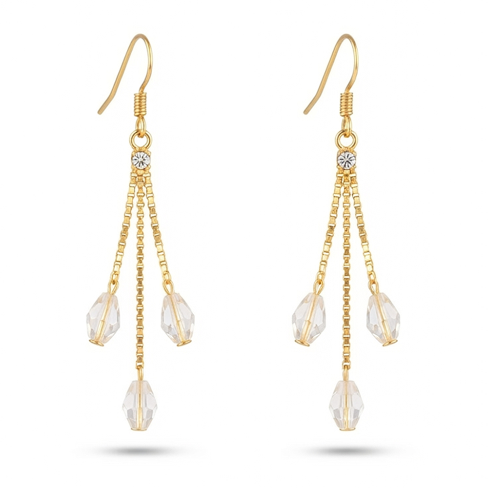 JewelMaze Magnificent Gold Plated Pearl Dangler Earrings for Women