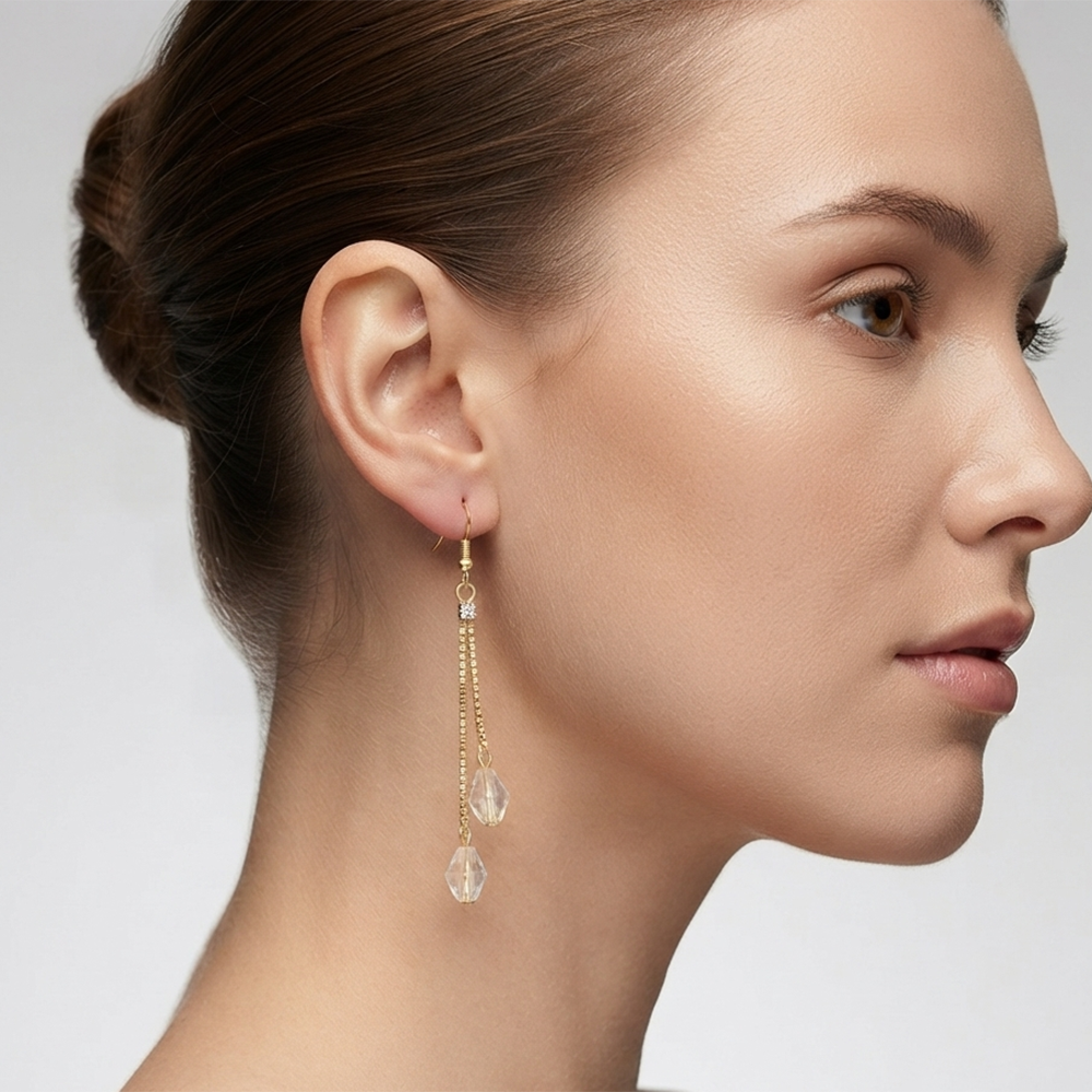 JewelMaze Magnificent Gold Plated Crystal Stone Dangler Earrings for Women