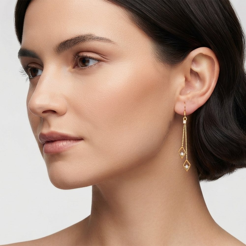 JewelMaze Magnificent Gold Plated Crystal Stone Dangler Earrings for Women
