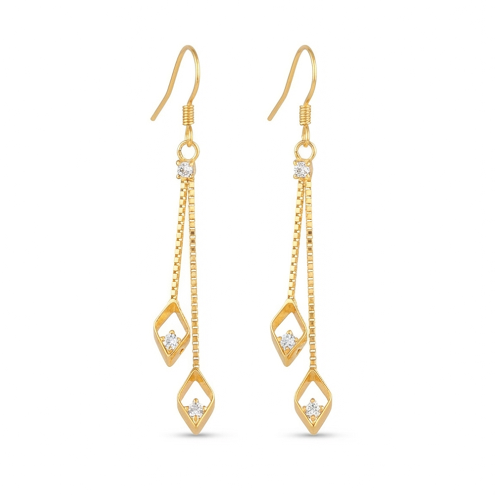 JewelMaze Magnificent Gold Plated Crystal Stone Dangler Earrings for Women