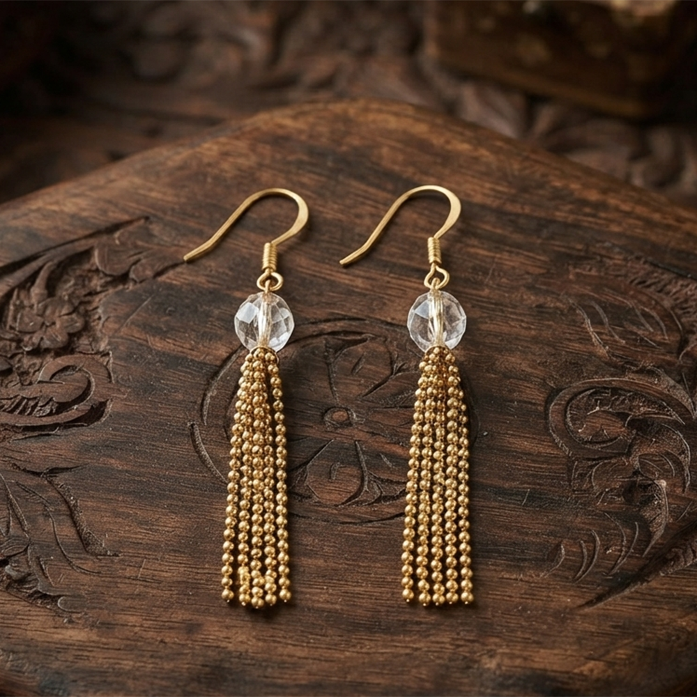 JewelMaze Magnificent Gold Plated Crystal Stone Dangler Earrings for Women