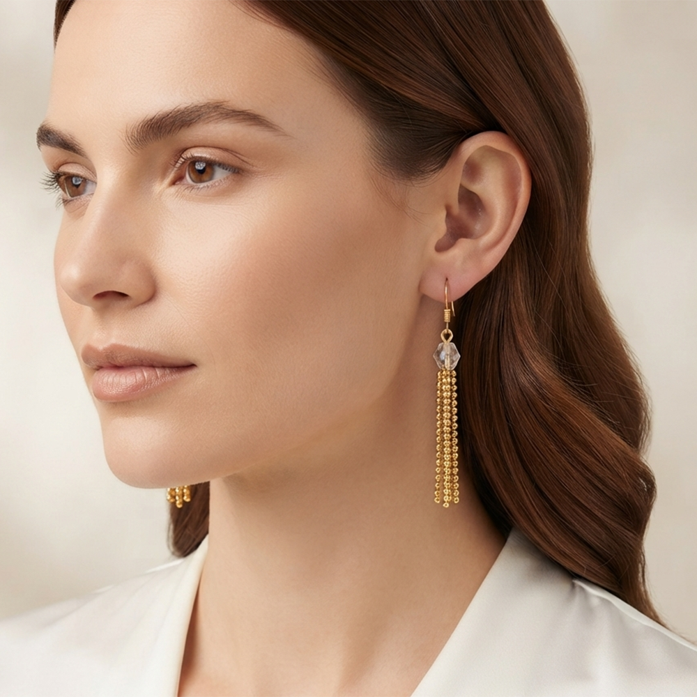 JewelMaze Magnificent Gold Plated Crystal Stone Dangler Earrings for Women