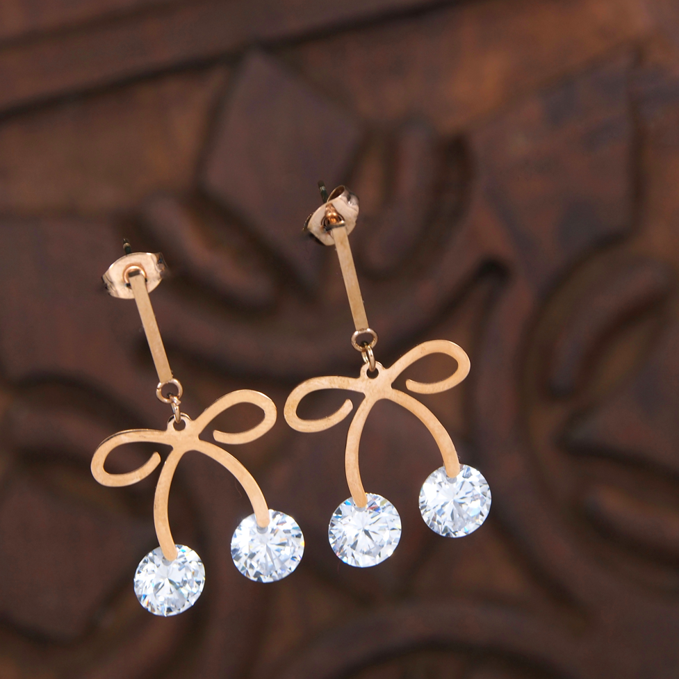 JewelMaze Rosegold Plated Bowknot Simple Stainless Steel Design