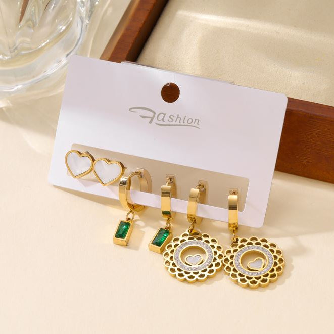 JewelMaze Stainless Steel Tree Pair Hoops Earring
