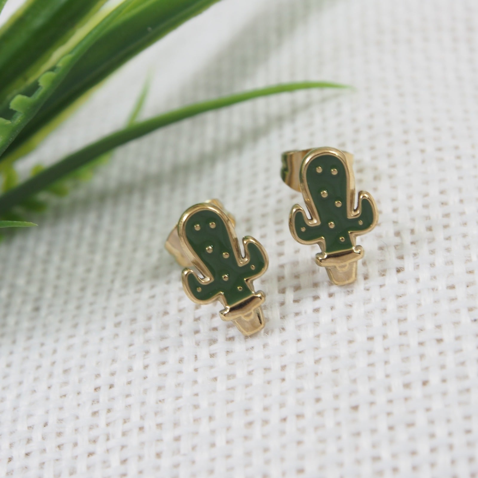 JewelMaze Cactus Design Stainless Steel Earring
