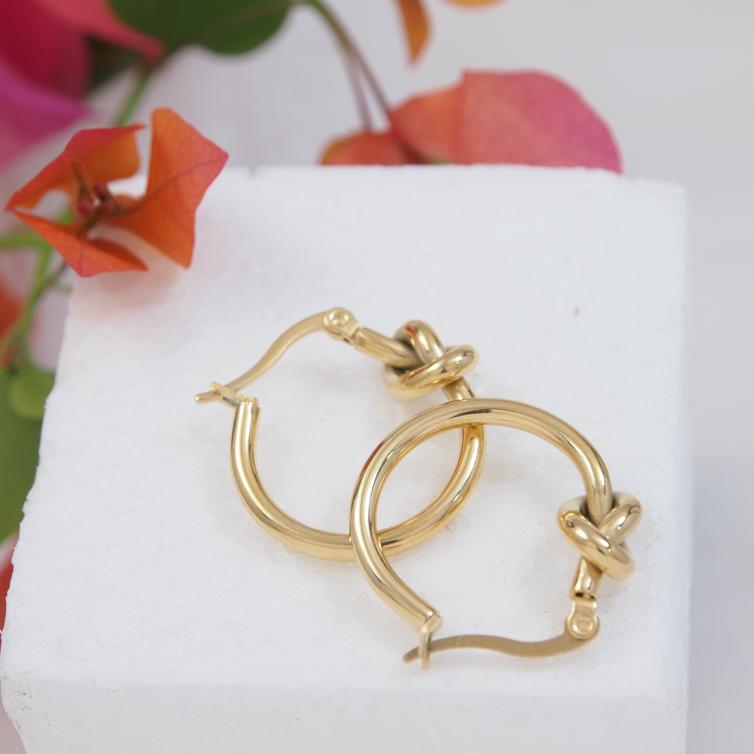 JewelMaze Stainless Steel Knot Hoops Earring