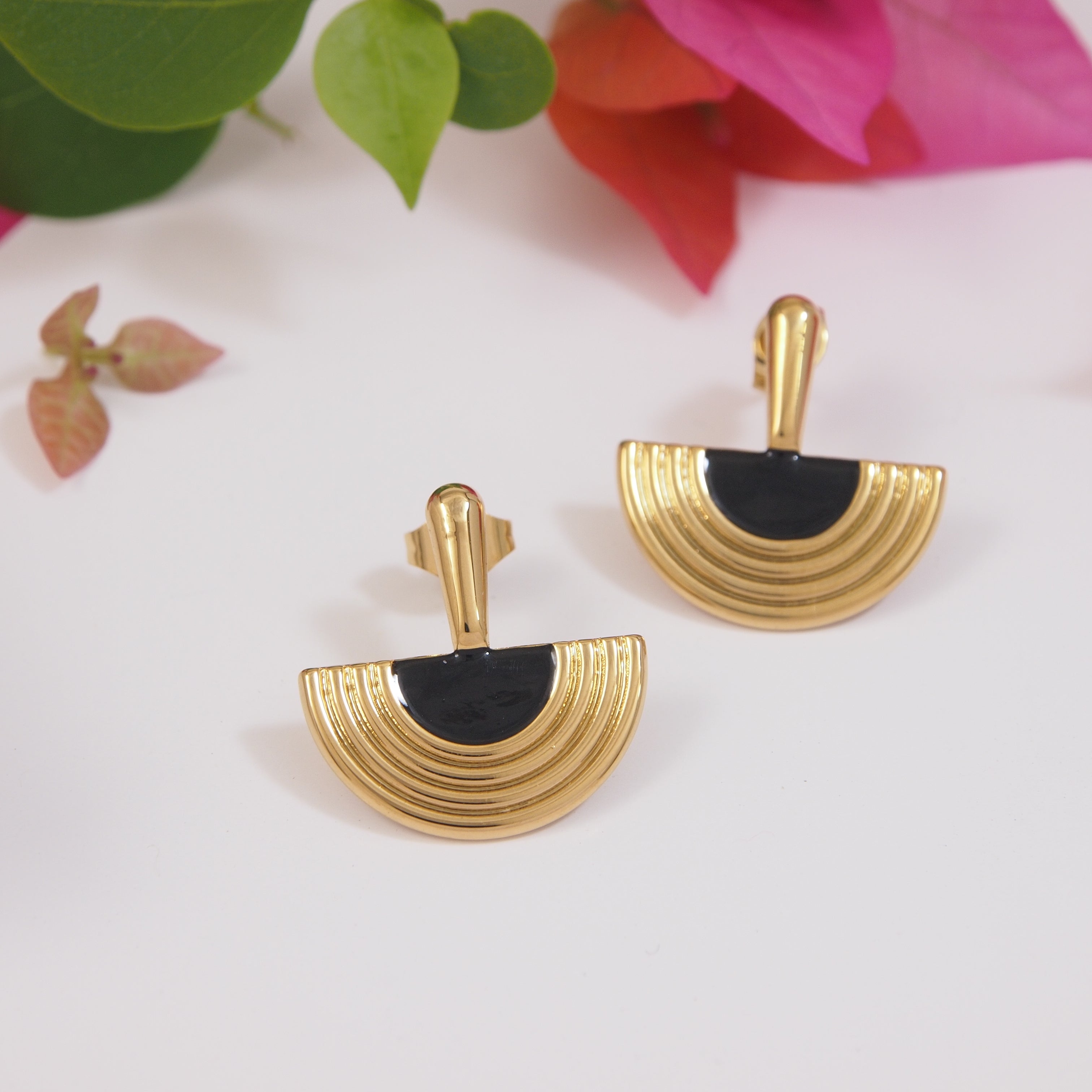 JewelMaze Stainless Steel Half Circle Hoops Earring