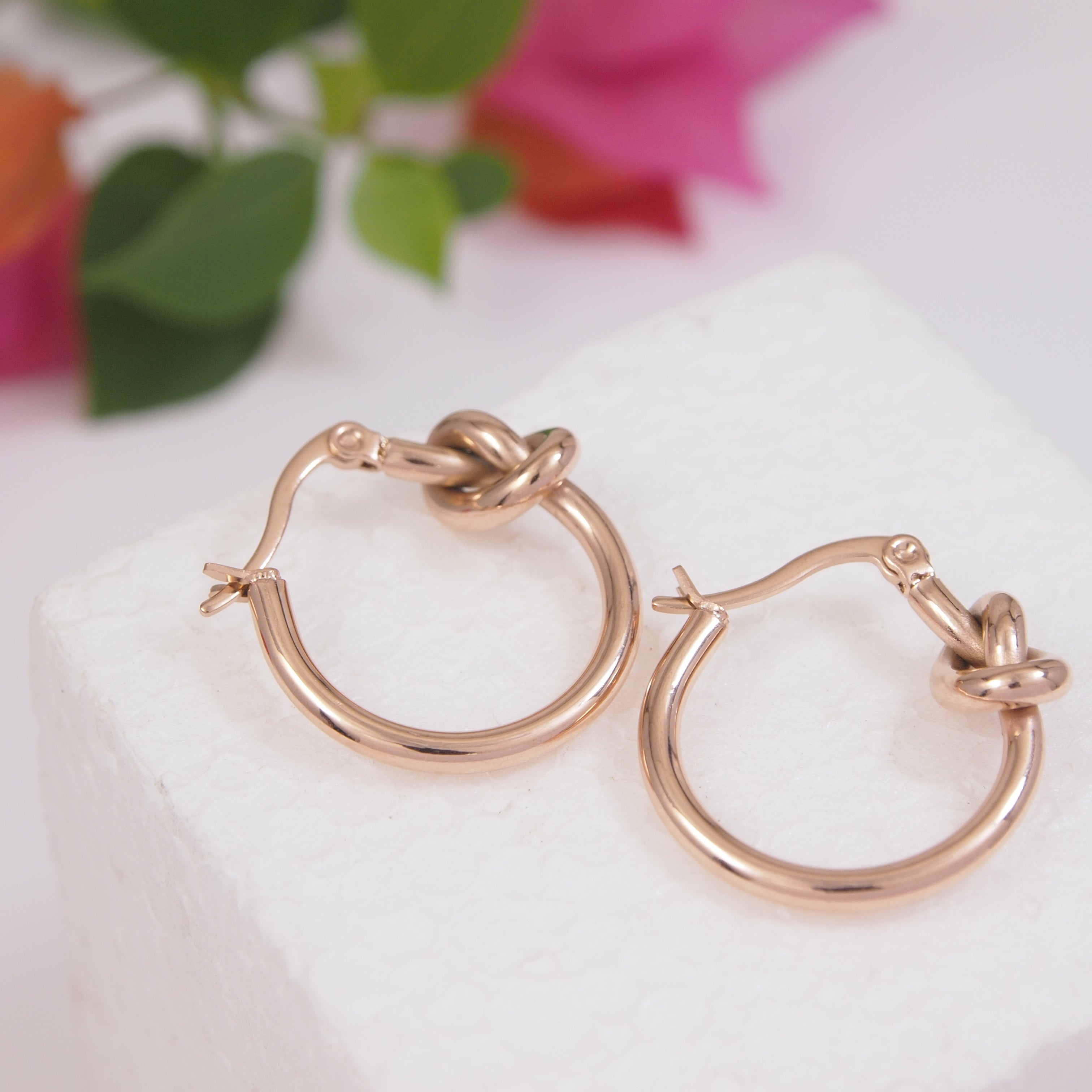JewelMaze Stainless Steel Knot Hoops Earring