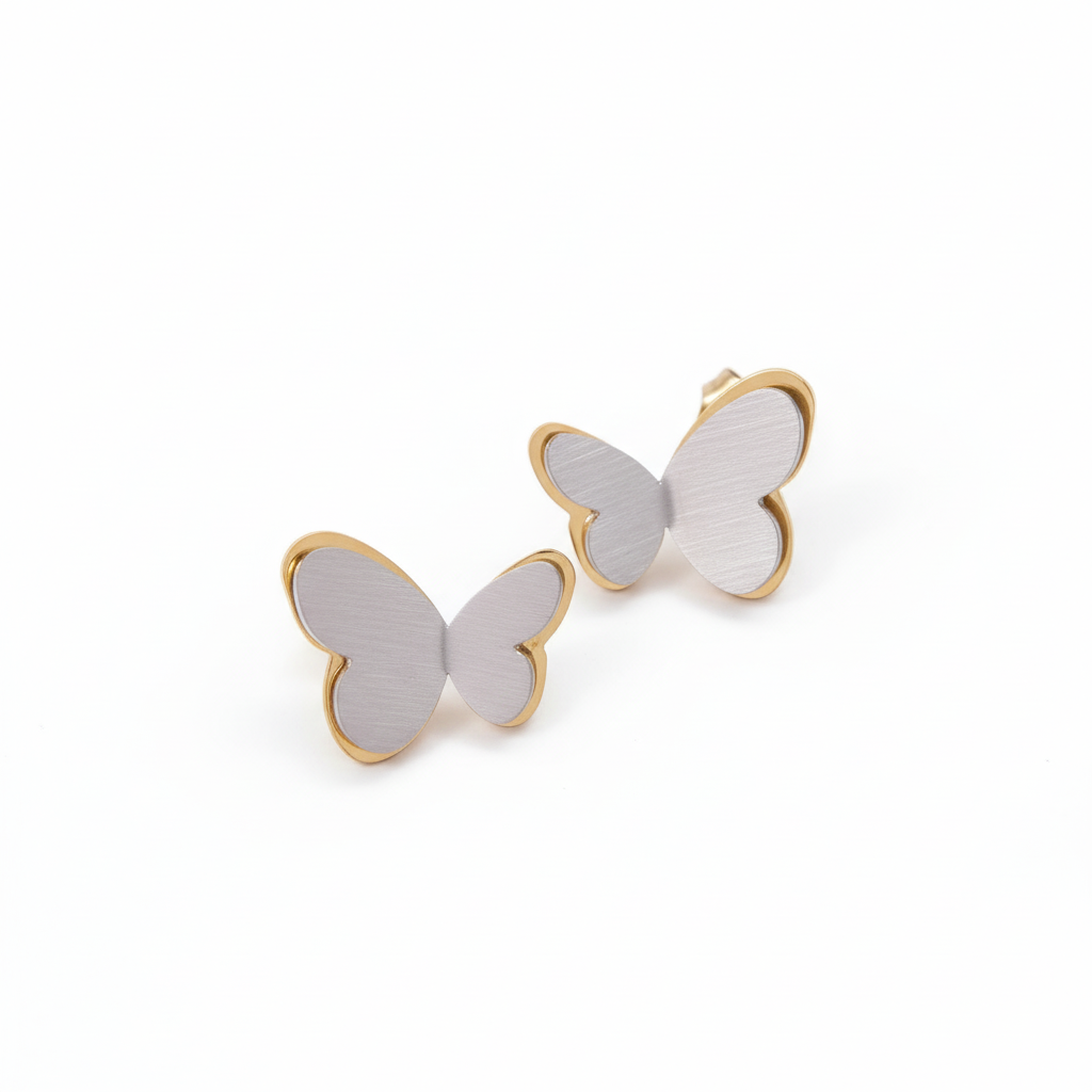 JewelMaze Demi Fine Anti Tarnish Butterfly Stud Earrings