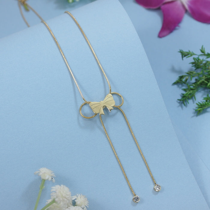 JewelMaze Stainless steel Bow Pendent Necklace