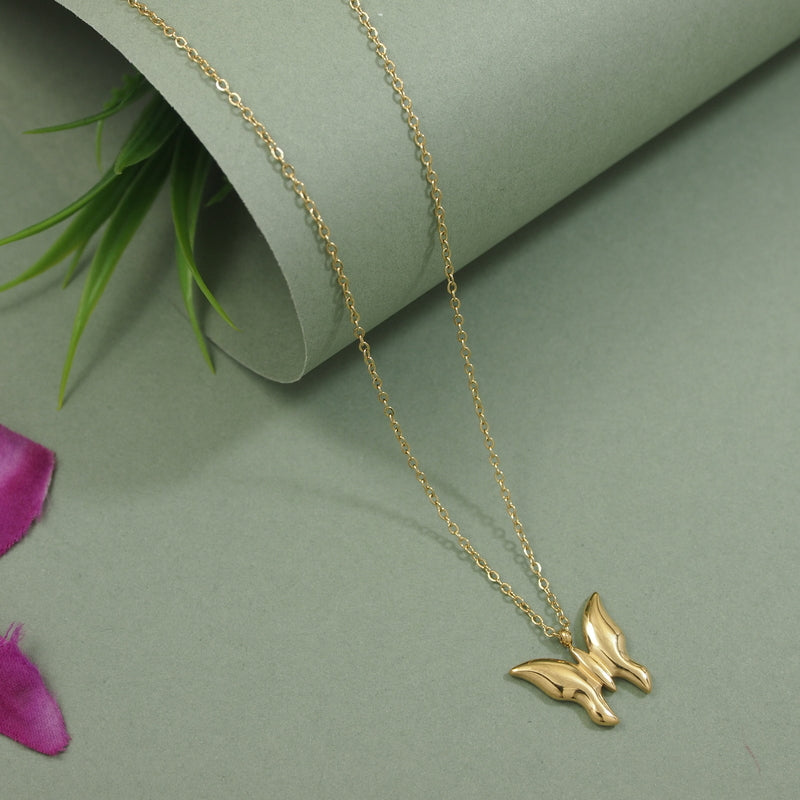 JewelMaze Stainless steel Butterfly Necklace