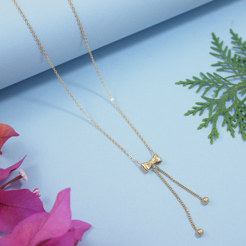 JewelMaze Stainless steel Bow Pendent Necklace