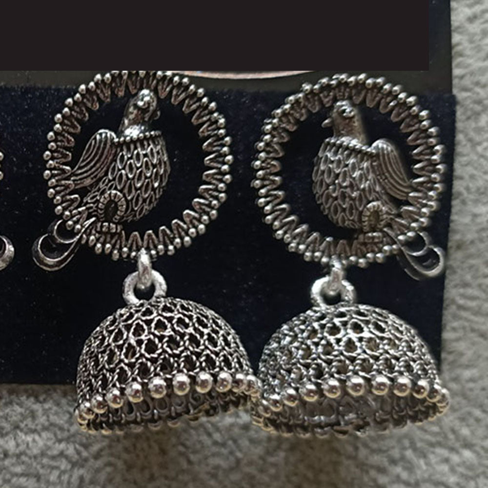 Jewelmaze Oxidized Plated Jhumki Earrings