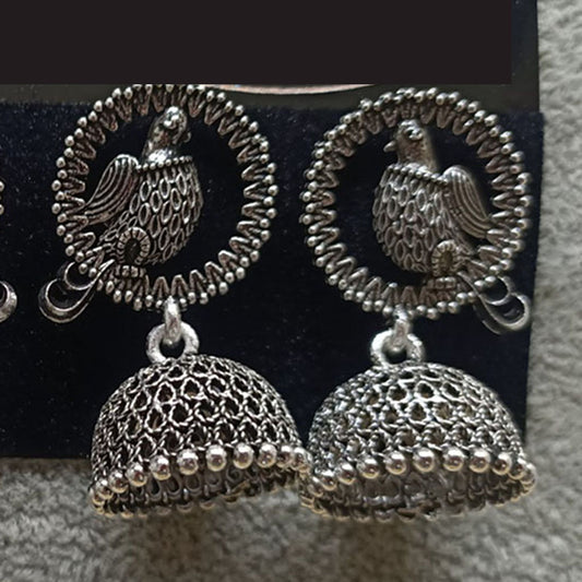 Jewelmaze Oxidized Plated Jhumki Earrings