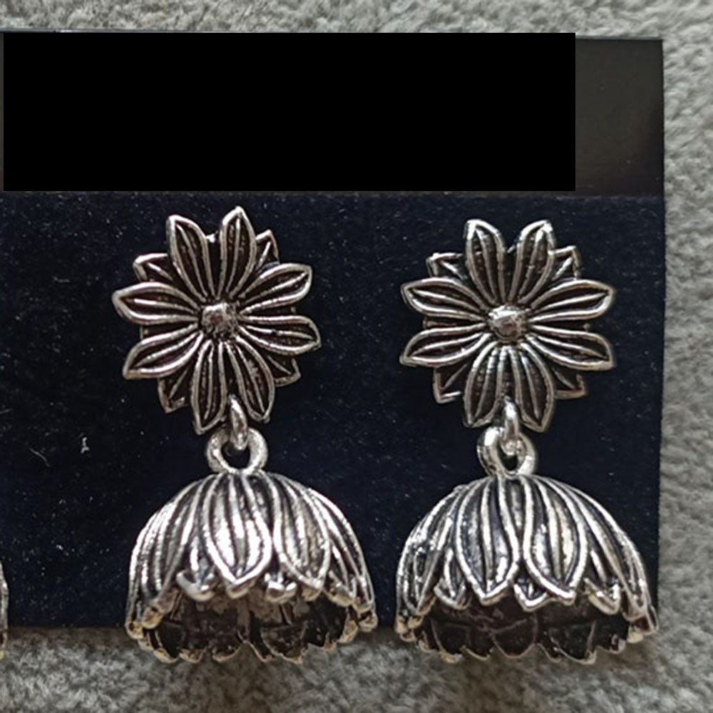 Jewelmaze Oxidized Plated Jhumki Earrings