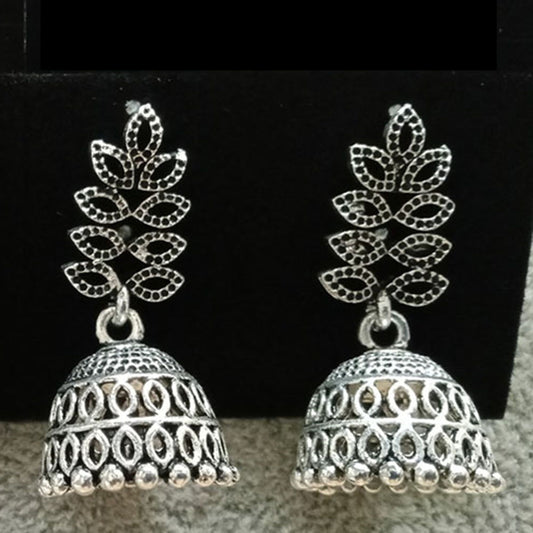 Jewelmaze Oxidized Plated Jhumki Earrings