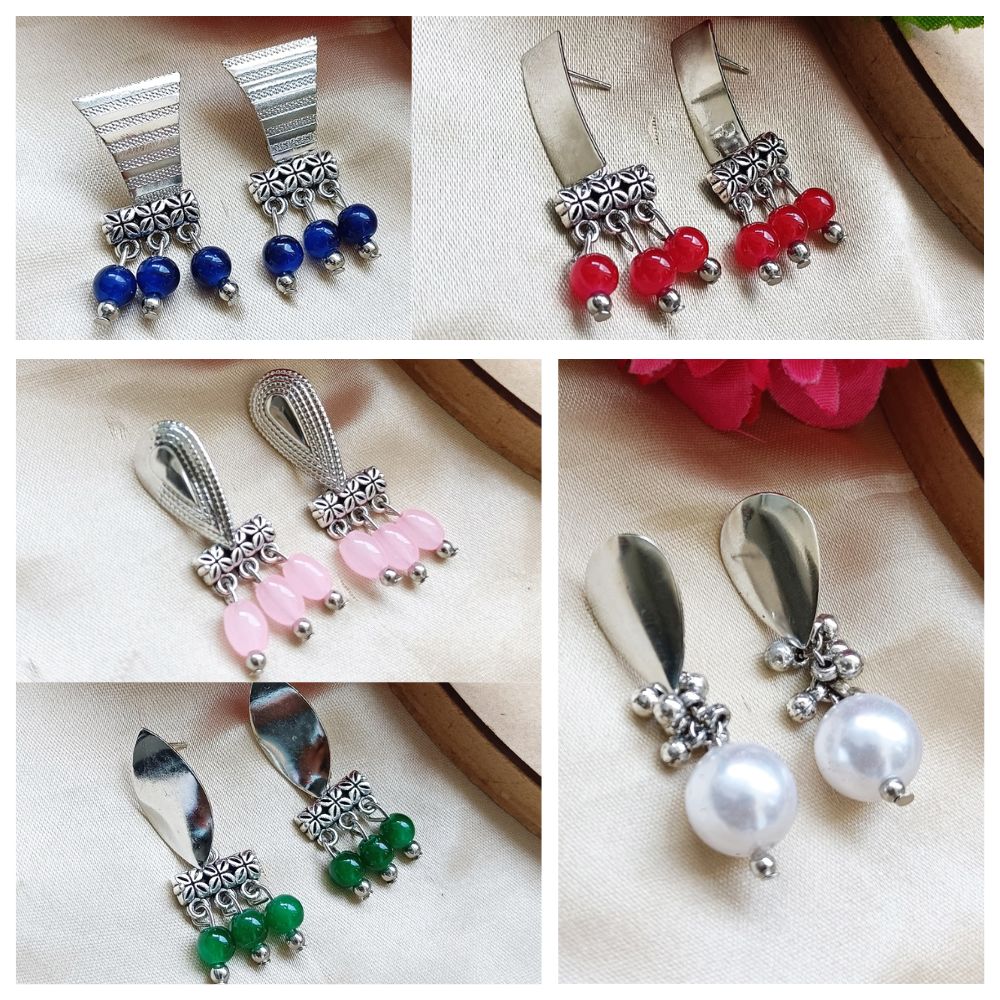 JewelMaze Set of 5 Earrings Combo  ( Assorted Color )