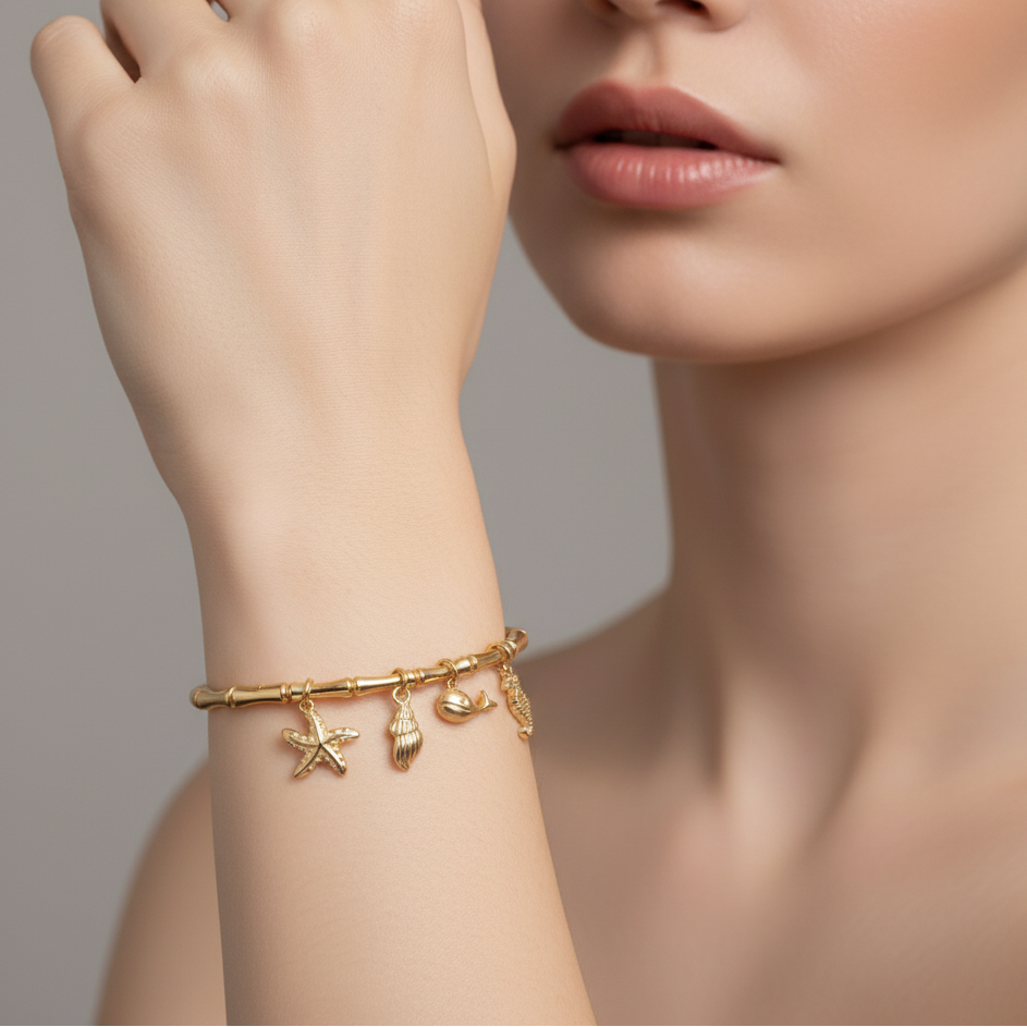 JewelMaze Demi Fine Anti Tarnish Charm Bracelet