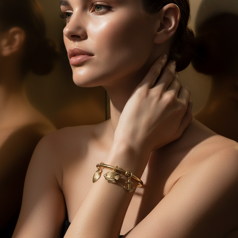 JewelMaze Demi Fine Anti Tarnish Charm Bracelet