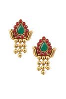 JewelMaze Red Austrian Stone Gold Plated Traditional Necklace Set